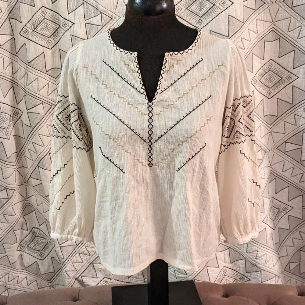 Madewell | Embroidered Peasant Top - Picture 3 of 7